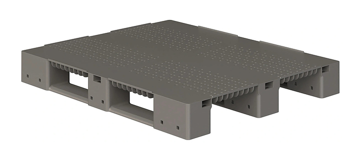 Паллет iPlast 1200x1000x150 мм перфорированный на 3 полозьях, с бортиком, серый