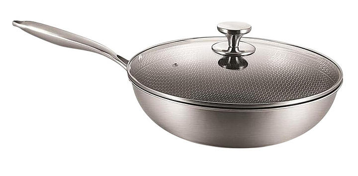 Сковорода Вок P.L. Proff Cuisine New Kitchen Honeycombs 81280258 4.9 л d 30 см h 9 см нержавеющая сталь, индукция