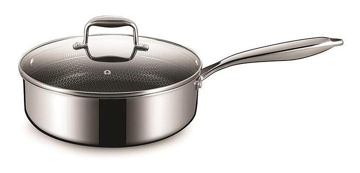 Сотейник P.L. Proff Cuisine New Kitchen Honeycombs 81280247 3.4 л d 24 см h 8 см нержавеющая сталь, индукция