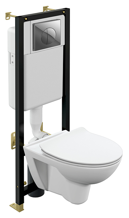 Унитаз подвесной с инсталляцией Cersanit PARVA CO DPL EO SLIM+BLACK+LEON 64231