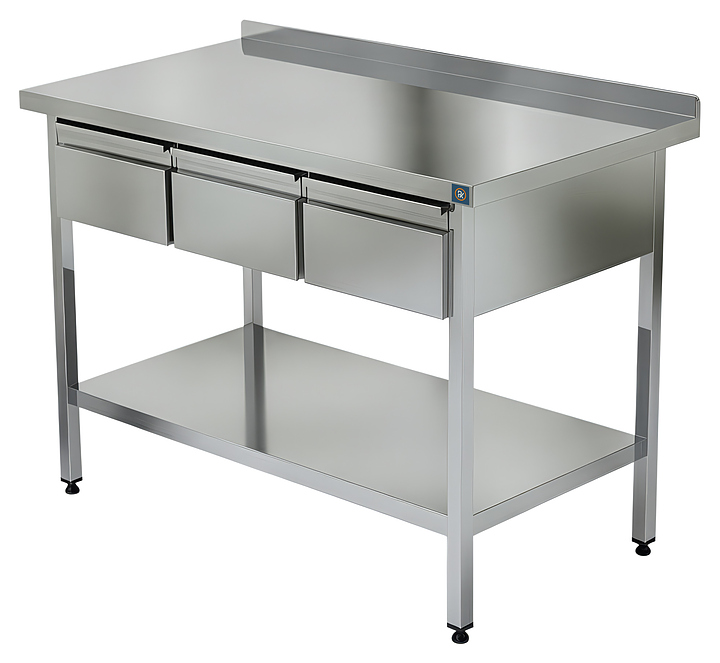 Стол-тумба РЕКОМ ТЯПБ-120/60/85 3 ящика и полка, с бортом