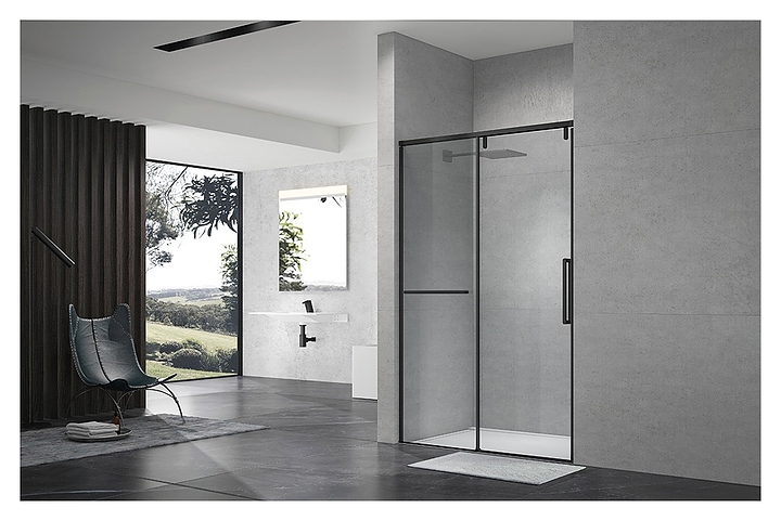 Дверь душевая Terminus Альба 1DS140х220B 140х220 см, раздвижная, в нишу, профиль черный