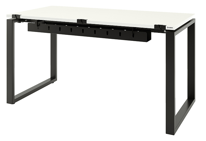 Стол офисный прямой ZAMM Зета 60х30 ТР 1400х700 с пропусками и кабель-каналом, белый премиум/черный муар
