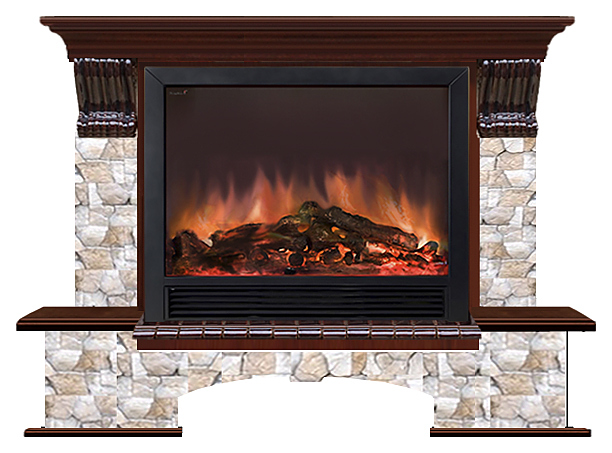 Камин Glenrich Бостон К Sh 33 BL Арбат красное дерево