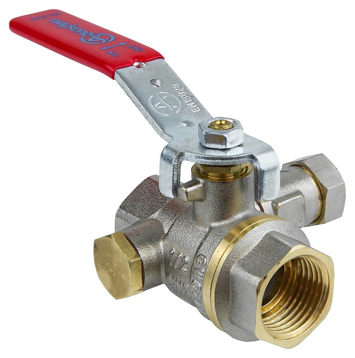 Кран шаровой со спускником Aquasfera 007-7415, ДУ 25, PN 2,5 МПа, 1