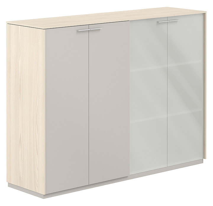 Шкаф для документов комбинированный средний NORDEN NZ-0315+NZ-0335.YN.GS.GLM матовое стекло