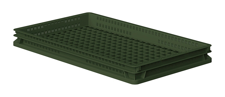 Ящик универсальный iPlast 740x440x70 мм ЭКО, перфорированный, зеленый