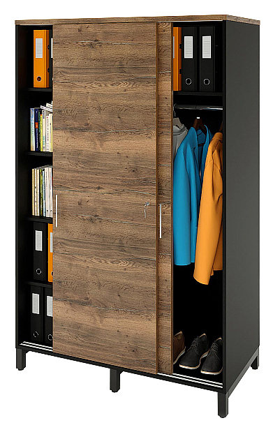 Локер ZAMM 5 полок, штанга МК 600 120х60х190 см фасад дуб Галифакс олово, корпус черный