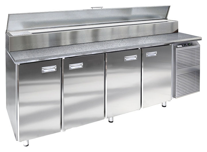 Стол холодильный для пиццы Finist СХСпцг-700-4(1/3) (боковой холодильный агрегат) с гранитной столешницей