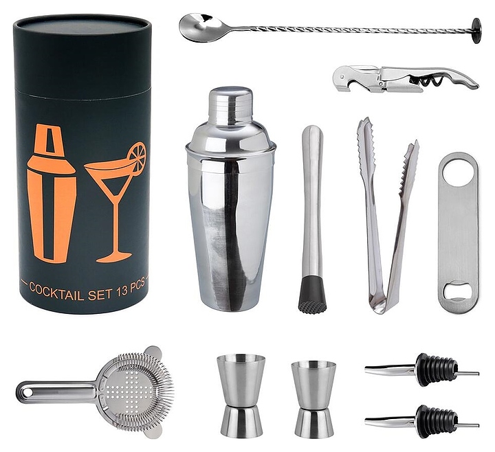 Набор для приготовления коктейлей подарочный P.L. Barbossa CTST0002 B'Guys 13 предметов (нерж. сталь) в тубе