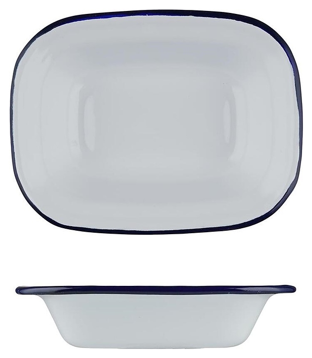 Блюдо сервировочное Sunnex CEP9077 Blue Rim 250 мл 16х12 см h=4 см (эмалированная сталь) прямоугольное