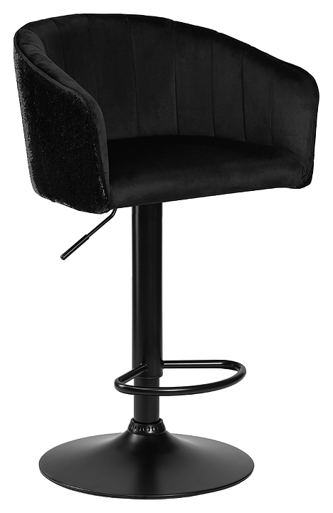 Стул барный DOBRIN 5025_BlackBase_Shiny-LM DARCY BLACK SHINY (черный велюр с черно-золотыми пайетками, черная сталь)