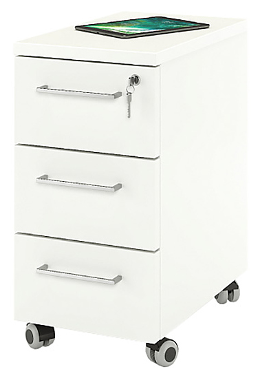 Тумба мобильная ZAMM 3 ящика 31х50х61 см белая