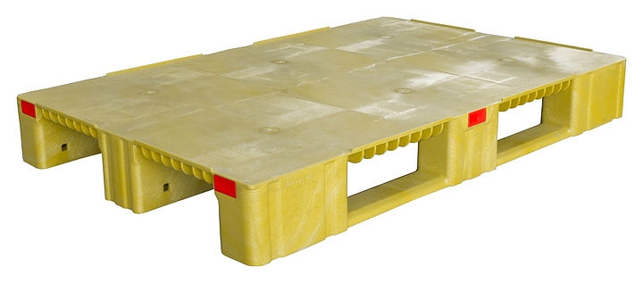 Паллет ТАРА.РУ TR 1208-1-1 1200х800х150 мм (сплошной на 3 полозьях) усиленный желтый