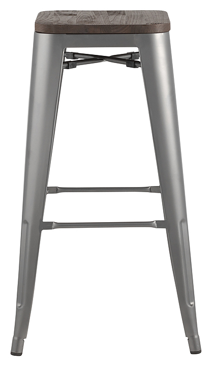 Стул барный Stool Group TOLIX WOOD серебристый матовый