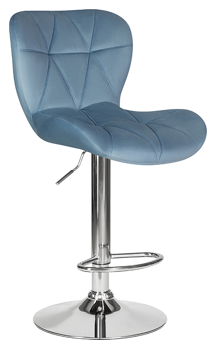 Стул барный DOBRIN 5022-LM BARNY (пудрово-голубой велюр, хромированная сталь)