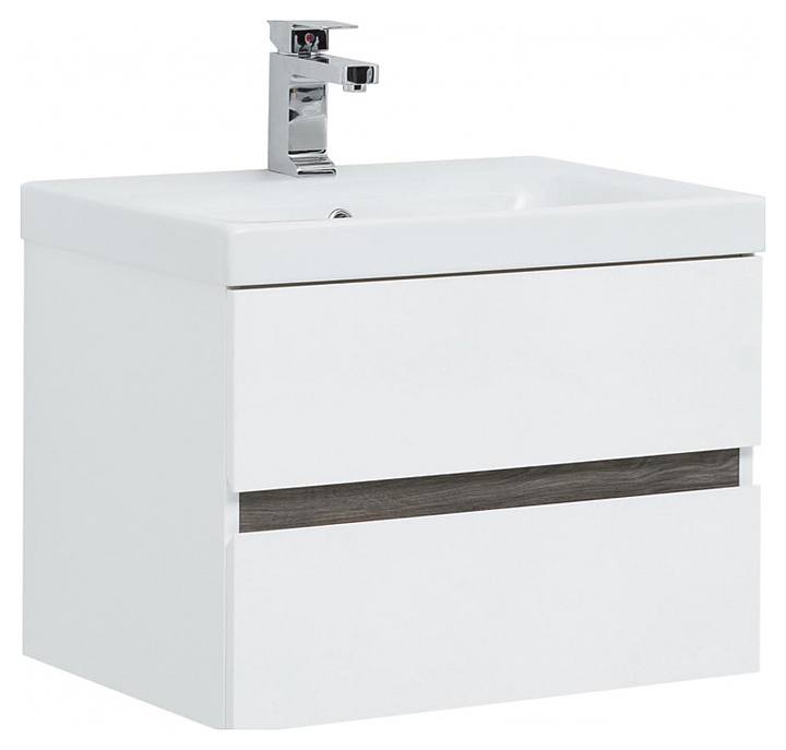 Тумба с раковиной Aquanet Беркли 60 белая/дуб рошелье
