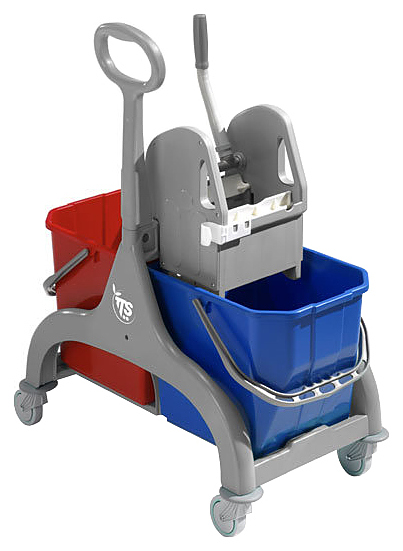 Тележка уборочная TTS Nick 30 двухведерная, с боковой ручкой и отжимом Tec, серая