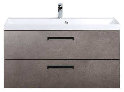 Тумба с раковиной BelBagno AURORA-1000-2C-SO-PG + BB1000/450-LV-MR-AST + 6831/032 серый камень, черные ручки