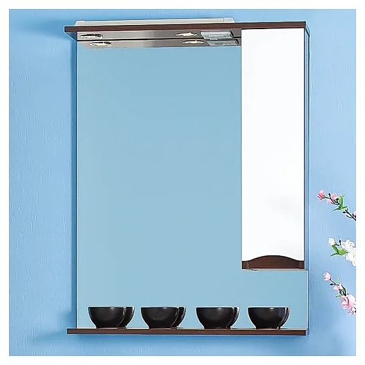 Зеркало БРИКЛАЕР Токио 70 68,4х86,4 см правое, с подсветкой, венге, белый глянец