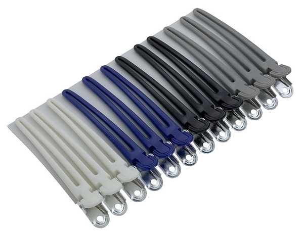 Зажимы для волос Sibel 9340733, 100 мм, 12 шт., алюминий / нейлон, цветные