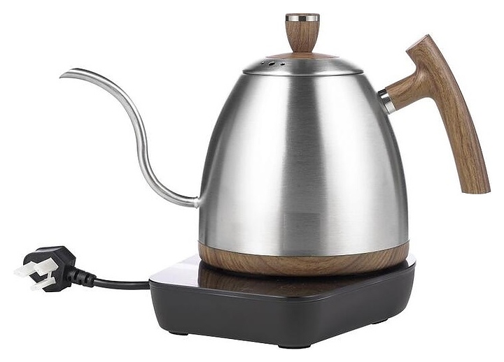 Чайник электрический для пуровера P.L. Barbossa S0362 800 мл d=14,5 см h=17 см (нерж. сталь / пластик) серебристый с вставками под дерево