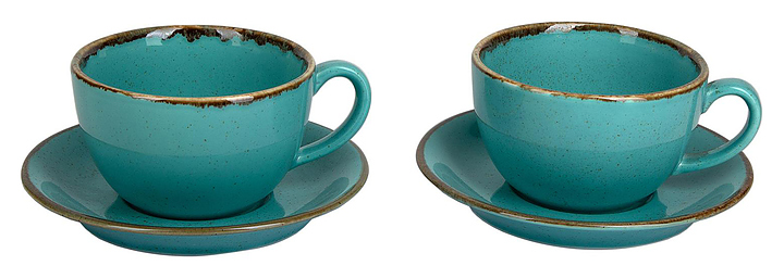 Набор из 4 чайных пар Porland Seasons POR0081 340 мл бирюзовый