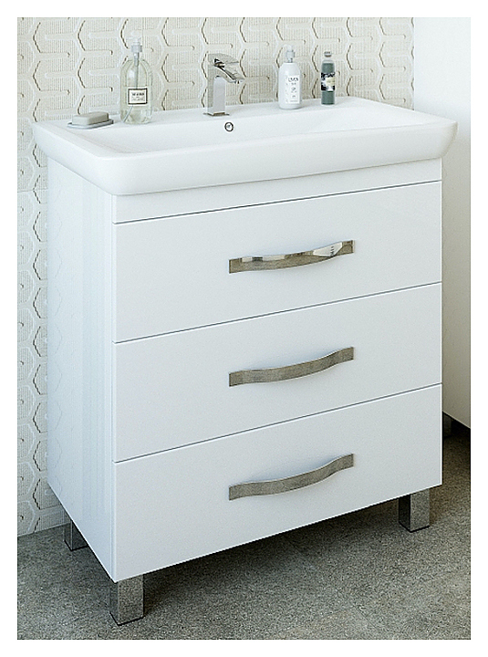 Тумба с раковиной Sanflor Одри 2 80 см напольная, белая