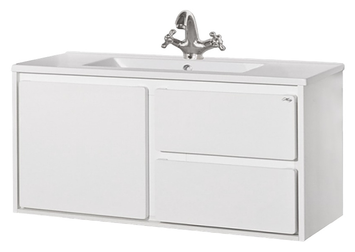 Тумба под раковину Misty Барселона-105 104х50 см, подвесная, с 3 ящиками, белая эмаль