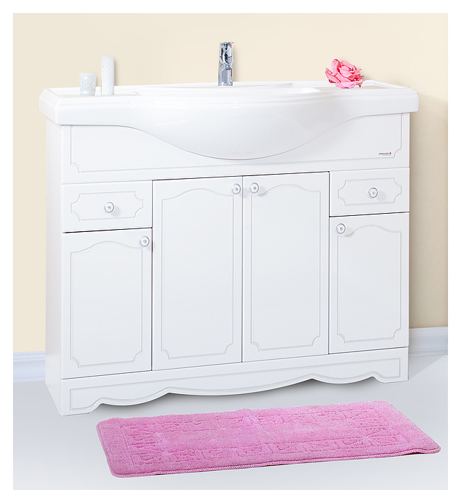 Тумба под раковину БРИКЛАЕР Лючия 120 см напольная, белый глянец