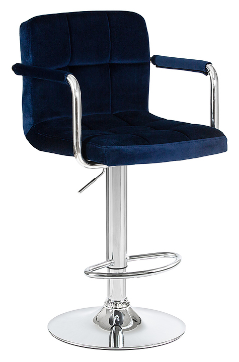 Стул барный DOBRIN 5011-LM-N KRUGER ARM (синий велюр, хром) 2 шт.