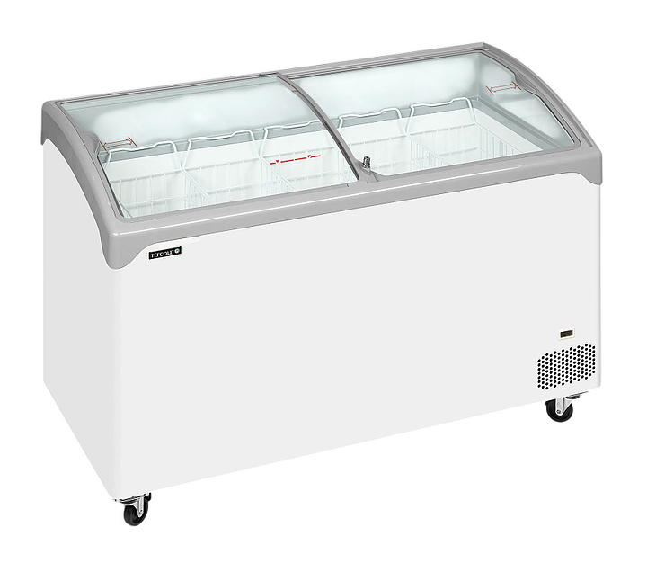 Ларь морозильный TEFCOLD NIC402SCEB 388 л  1320х650х918 мм (со стеклянной гнутой крышкой), белый