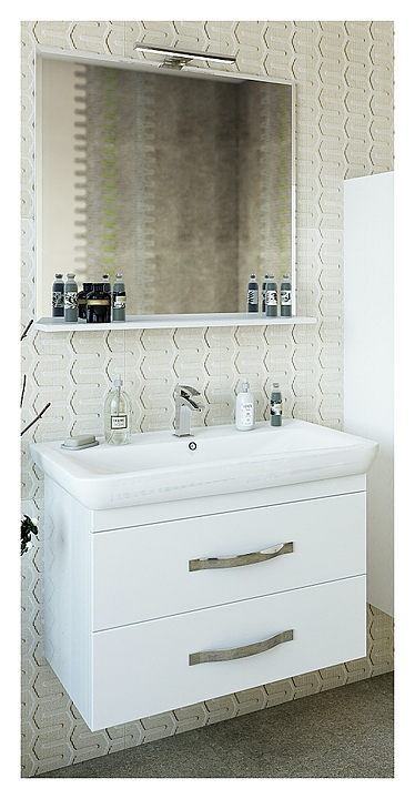 Гарнитур Sanflor Одри 80 см, 3 предмета, с подвесной тумбой, белый