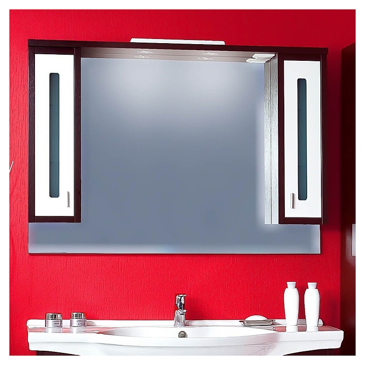 Зеркало БРИКЛАЕР Бали 120 120,4х82,6 см с подсветкой, венге, белый глянец