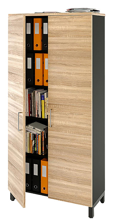 Шкаф для документов ZAMM 5 полок, 2 двери МК 414 90х41,4х190 см фасад дуб Бардолино, корпус черный