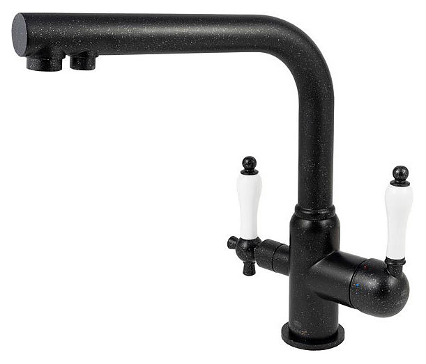 Смеситель для кухни Kaiser Vincent 31144-2 под фильтр для питьевой воды, черный мрамор