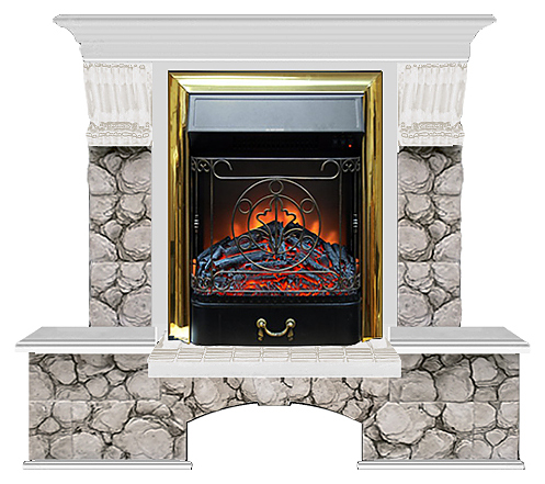 Камин Glenrich Бостон К Majestic BR Карелия беленый дуб