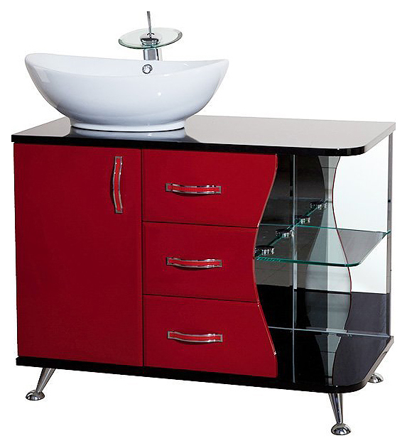 Тумба под раковину Bellezza Рио 90 L левая, черная/красная