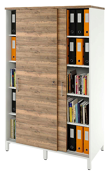 Локер ZAMM 5 полок МК 600 120х60х190 см фасад дуб Галифакс олово, корпус белый
