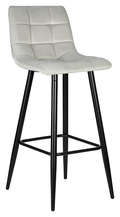 Стул барный DOBRIN 8078-LML NICOLE (светло-серый велюр, черные матовые ножки)