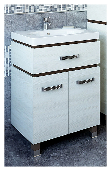 Тумба с раковиной Sanflor Техас 60 см венге, северное дерево светлое