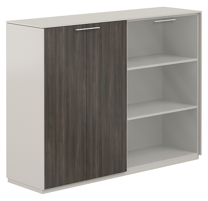 Шкаф для документов комбинированный средний NORDEN NZ-0305+NZ-0325.GS.BT.GL прозрачное стекло