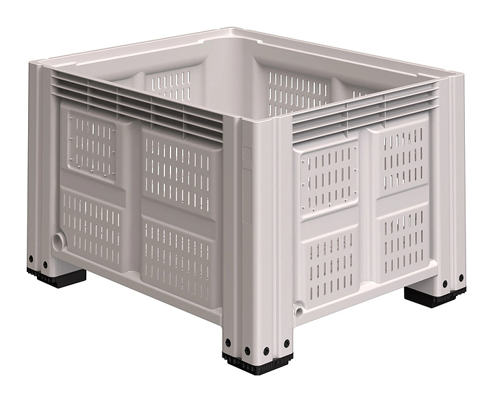 Контейнер iPlast iBOX 11.603 1200х1000х760 мм на ножках, перфорированный, светло-серый