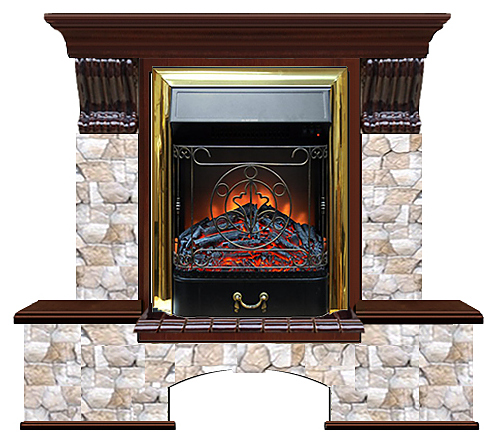 Камин Glenrich Бостон К Majestic BR Арбат красное дерево
