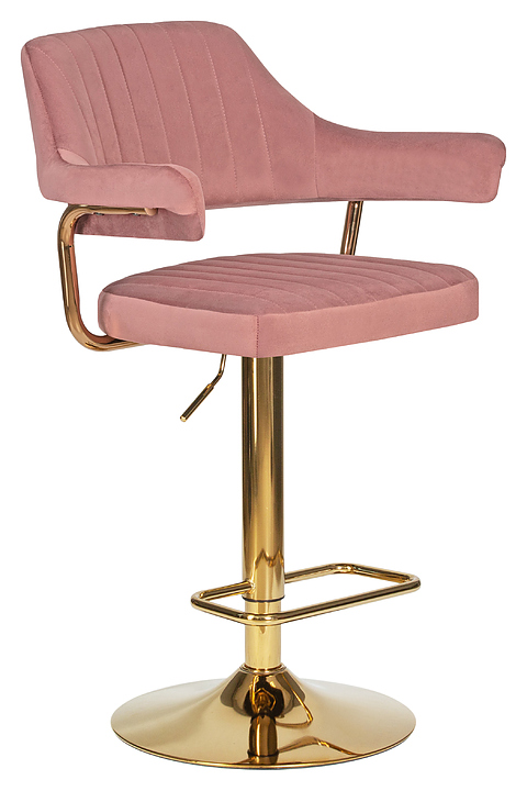 Стул барный DOBRIN 5019_Golden-LM CHARLY GOLD (розовый велюр, золотой металл)
