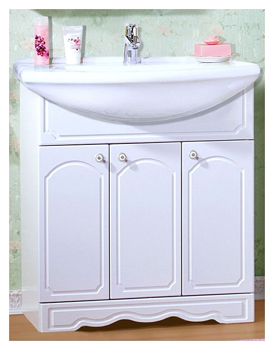 Тумба под раковину БРИКЛАЕР Лючия 80 см напольная, белый глянец