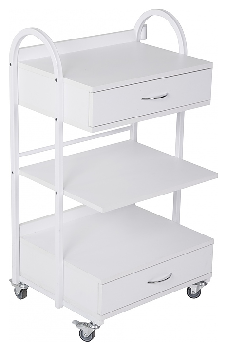 Тележка косметологическая Имидж Мастер МАКСИ 2 с 2 ящиками белая