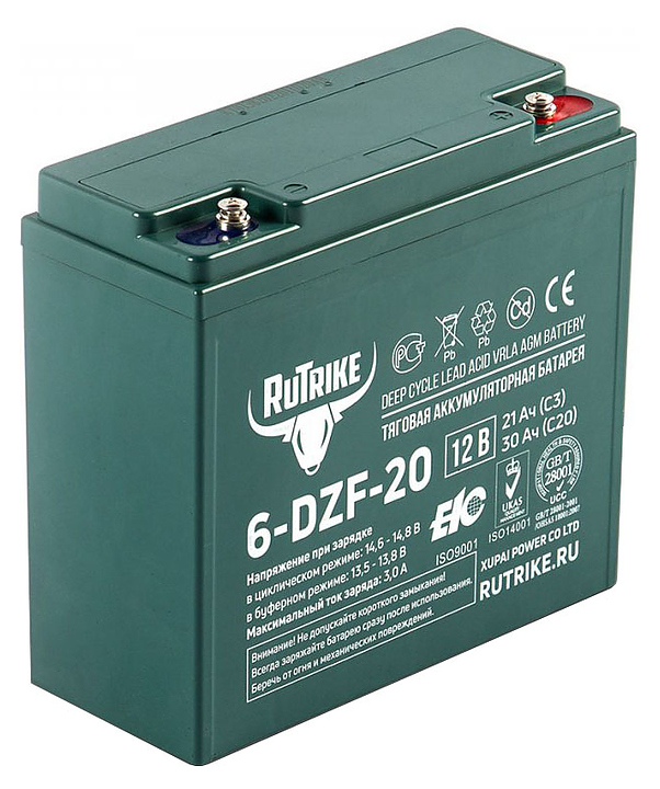 Тяговый аккумулятор Rutrike 6-DZF-20 (12V20A/H C2)