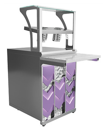 Прилавок для приборов (4 стакана) и подносов Luxstahl ПП (С)-600 Premium Vector (Вектор)