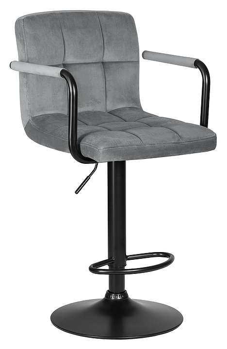 Стул барный DOBRIN 5011-LM-N KRUGER ARM BLACK (серый велюр, черный) 2 шт.